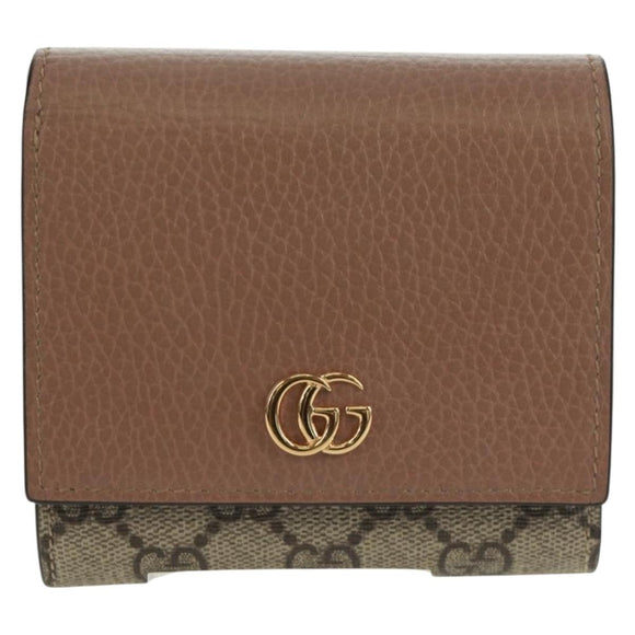 GUCCI GG Supreme Langbörse PVC Beige Gold 598587 Auth 164076V