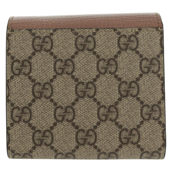 GUCCI GG Supreme Langbörse PVC Beige Gold 598587 Auth 164076V