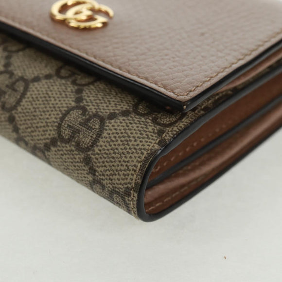 GUCCI GG Supreme Langbörse PVC Beige Gold 598587 Auth 164076V
