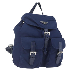 PRADA Backpack Nylon Navy Silver Auth 164098V