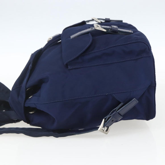 PRADA Backpack Nylon Navy Silver Auth 164098V
