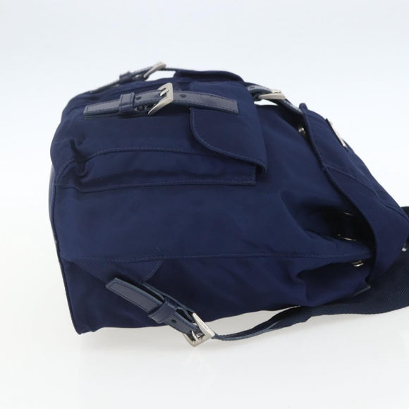 PRADA Backpack Nylon Navy Silver Auth 164098V