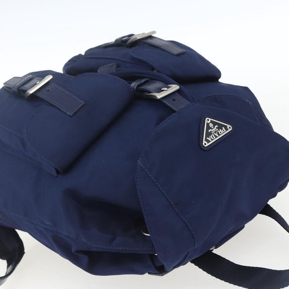 PRADA Backpack Nylon Navy Silver Auth 164098V