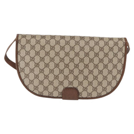 GUCCI GG Supreme Shoulder Bag PVC Beige Gold Auth 164102 - 0