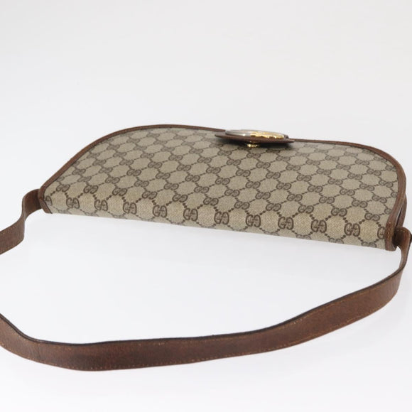 GUCCI GG Supreme Shoulder Bag PVC Beige Gold Auth 164102