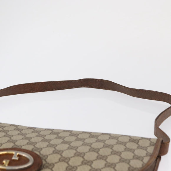 GUCCI GG Supreme Shoulder Bag PVC Beige Gold Auth 164102