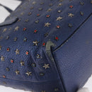 Jimmy Choo Studs Hand Bag Leather 2way Blue Silver Auth 164105-10
