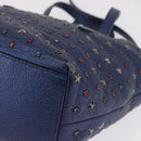 Jimmy Choo Studs Hand Bag Leather 2way Blue Silver Auth 164105-16