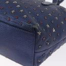 Jimmy Choo Studs Hand Bag Leather 2way Blue Silver Auth 164105-18