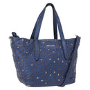 Jimmy Choo Studs Hand Bag Leather 2way Blue Silver Auth 164105-1