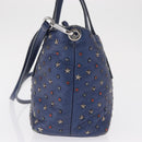 Jimmy Choo Studs Hand Bag Leather 2way Blue Silver Auth 164105-3