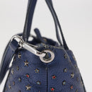 Jimmy Choo Studs Hand Bag Leather 2way Blue Silver Auth 164105-4