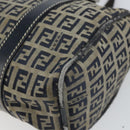 FENDI Zucchino Canvas Hand Bag Navy Silver Auth 164113-12