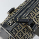 FENDI Zucchino Canvas Hand Bag Navy Silver Auth 164113-14