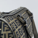 FENDI Zucchino Canvas Hand Bag Navy Silver Auth 164113-15