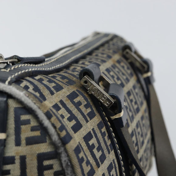 FENDI Zucchino Canvas Handtasche Marineblau Silber Original 164113
