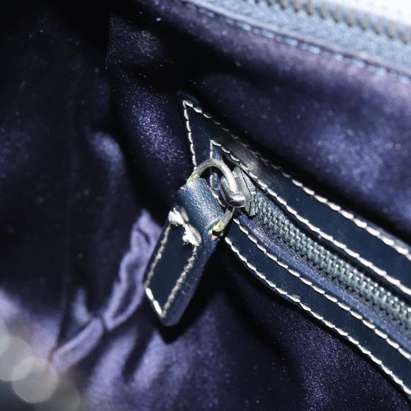 FENDI Zucchino Canvas Handtasche Marineblau Silber Original 164113