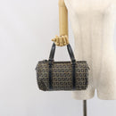 FENDI Zucchino Canvas Hand Bag Navy Silver Auth 164113-23
