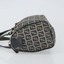 FENDI Zucchino Canvas Hand Bag Navy Silver Auth 164113-5