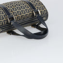 FENDI Zucchino Canvas Hand Bag Navy Silver Auth 164113-7