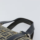 FENDI Zucchino Canvas Hand Bag Navy Silver Auth 164113-8