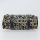 FENDI Zucchino Canvas Hand Bag Navy Silver Auth 164113-9