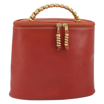 LOEWE Vanity Velazquez Hand Bag Leather Red Gold Auth 164114