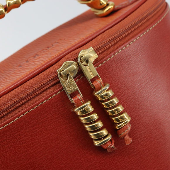 LOEWE Vanity Velazquez Hand Bag Leather Red Gold Auth 164114