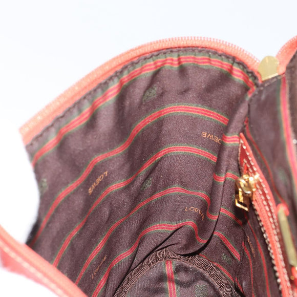 LOEWE Vanity Velazquez Hand Bag Leather Red Gold Auth 164114