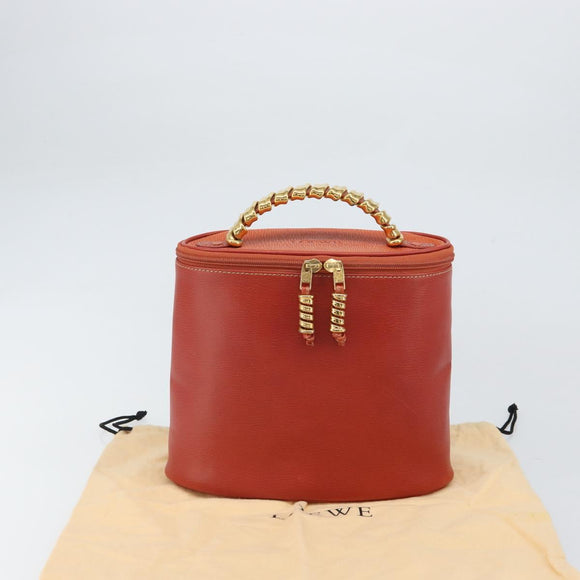 LOEWE Vanity Velazquez Hand Bag Leather Red Gold Auth 164114