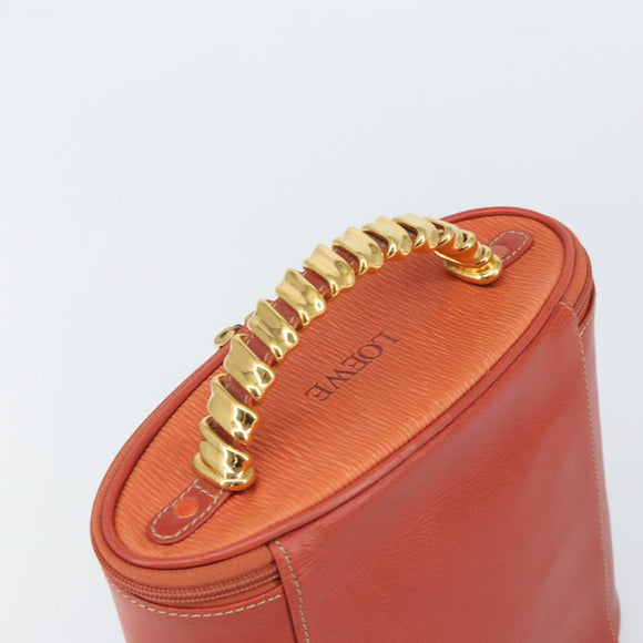 LOEWE Vanity Velazquez Hand Bag Leather Red Gold Auth 164114