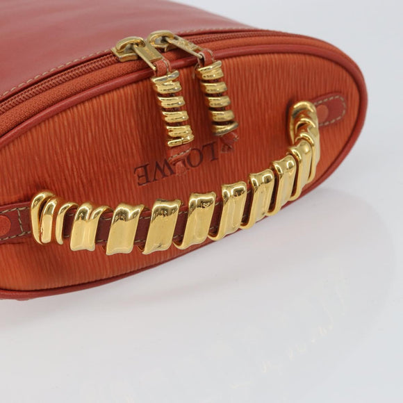 LOEWE Vanity Velazquez Hand Bag Leather Red Gold Auth 164114