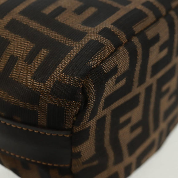 FENDI Zucca Canvas Vanity Hand Bag Black Brown Auth 164118V