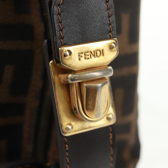 FENDI Zucca Canvas Vanity Hand Bag Black Brown Auth 164118V
