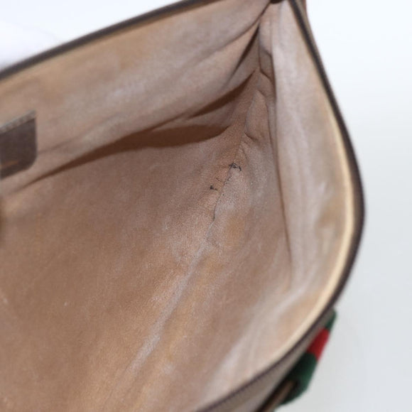 GUCCI GG Supreme Web Sherry Line Bag PVC Beige Gold 904 02 026 Auth 164122