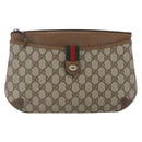 GUCCI GG Supreme Web Sherry Line Bag PVC Beige Gold 904 02 026 Auth 164122-2