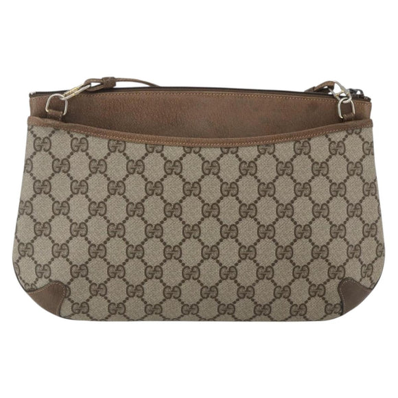 GUCCI GG Supreme Web Sherry Line Bag PVC Beige Gold 904 02 026 Auth 164122