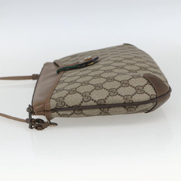 GUCCI GG Supreme Web Sherry Line Bag PVC Beige Gold 904 02 026 Auth 164122