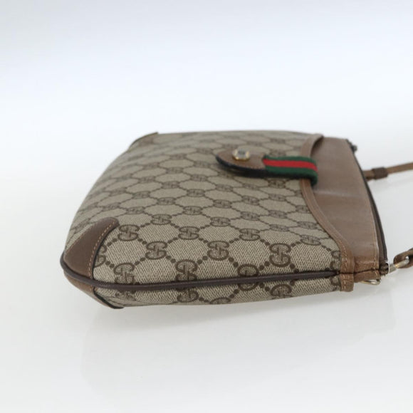 GUCCI GG Supreme Web Sherry Line Bag PVC Beige Gold 904 02 026 Auth 164122