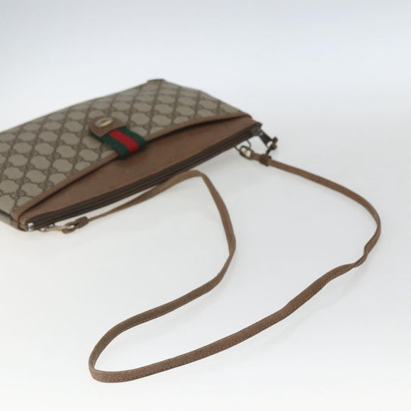 GUCCI GG Supreme Web Sherry Line Bag PVC Beige Gold 904 02 026 Auth 164122