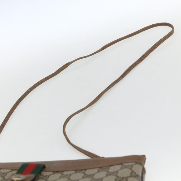 GUCCI GG Supreme Web Sherry Line Bag PVC Beige Gold 904 02 026 Auth 164122