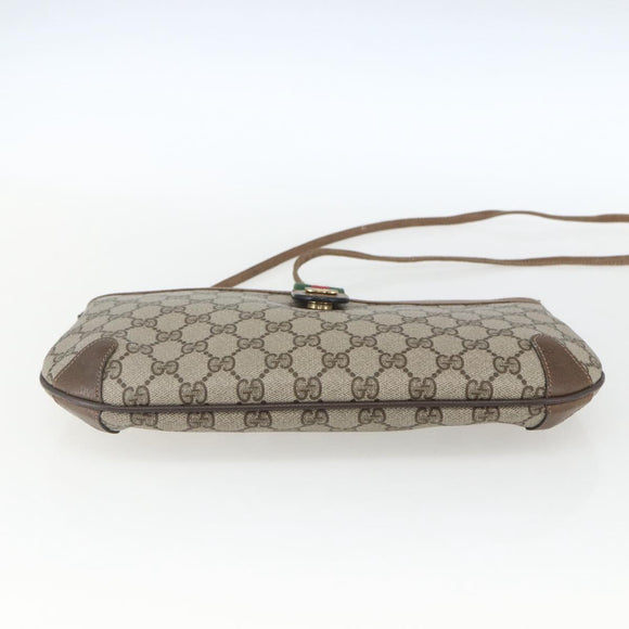 GUCCI GG Supreme Web Sherry Line Bag PVC Beige Gold 904 02 026 Auth 164122