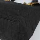 Christian Dior Lady Dior Canage Hand Bag Nylon Black Gold Auth 164124-9