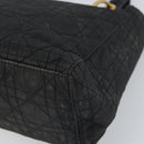 Christian Dior Lady Dior Canage Hand Bag Nylon Black Gold Auth 164124-15