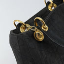 Christian Dior Lady Dior Canage Hand Bag Nylon Black Gold Auth 164124-10