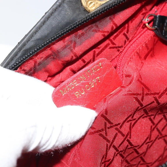 Christian Dior Lady Dior Canage Hand Bag Nylon Black Gold Auth 164124