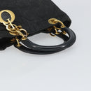 Christian Dior Lady Dior Canage Hand Bag Nylon Black Gold Auth 164124-7