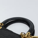 Christian Dior Lady Dior Canage Hand Bag Nylon Black Gold Auth 164124-8