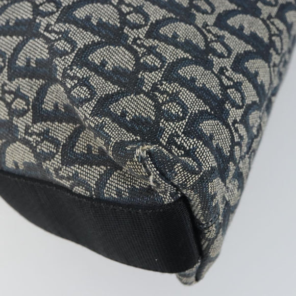 Christian Dior Trotter Canvas Shoulder Bag Navy Silver Auth 164126
