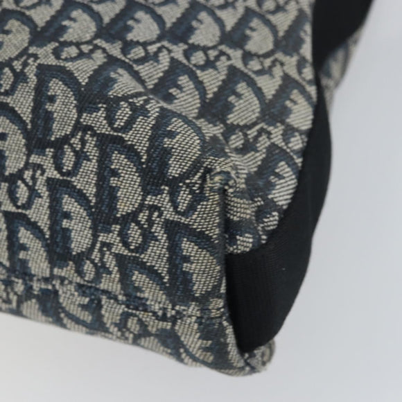 Christian Dior Trotter Canvas Shoulder Bag Navy Silver Auth 164126